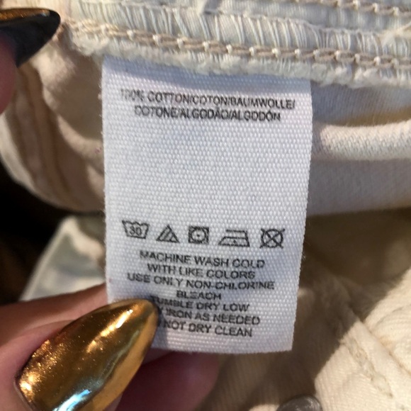 We the Free cream color jean crop ankle fringe hem straight leg denim 28 - Picture 6 of 6